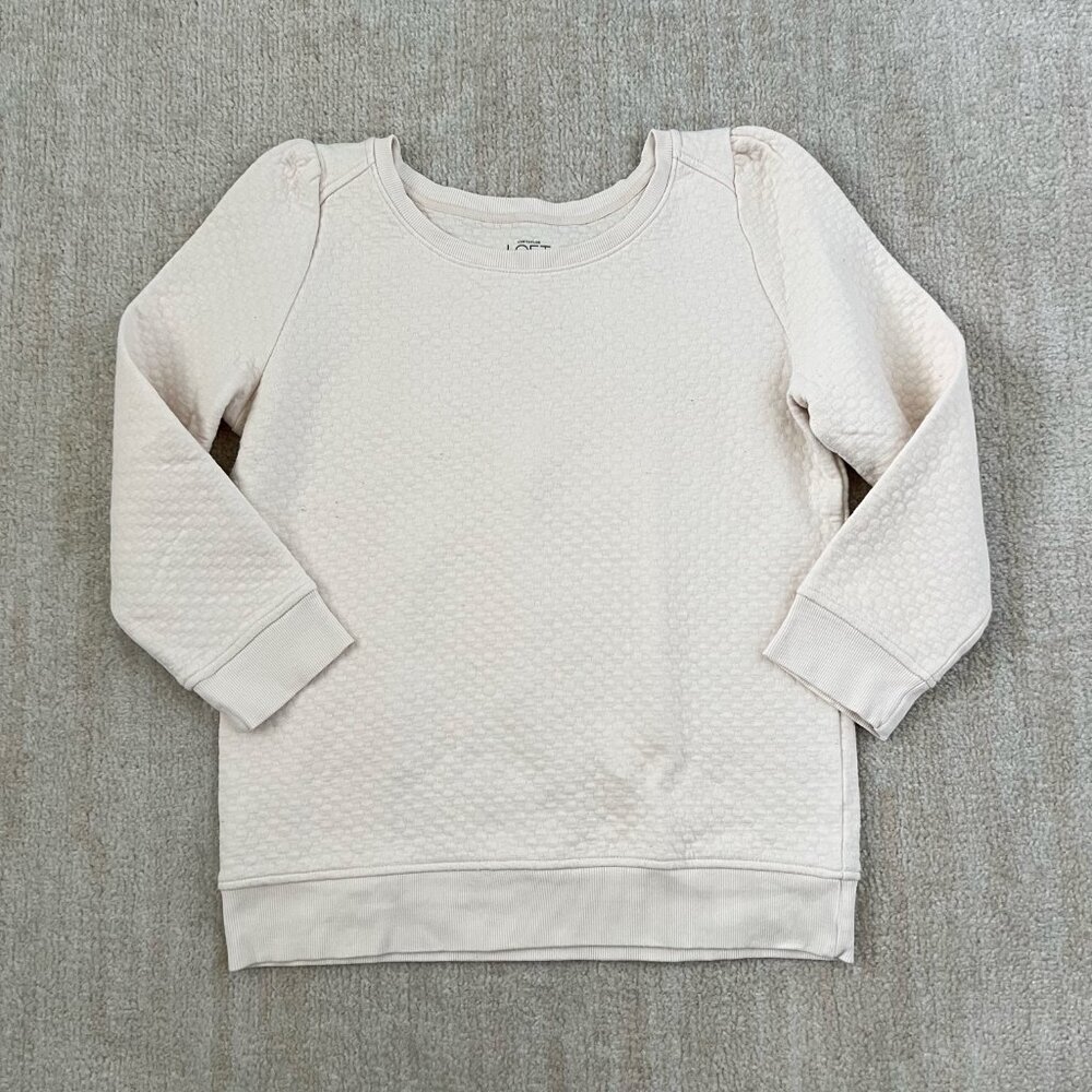 LOFT Cotton Quilted Sweatshirt Top S